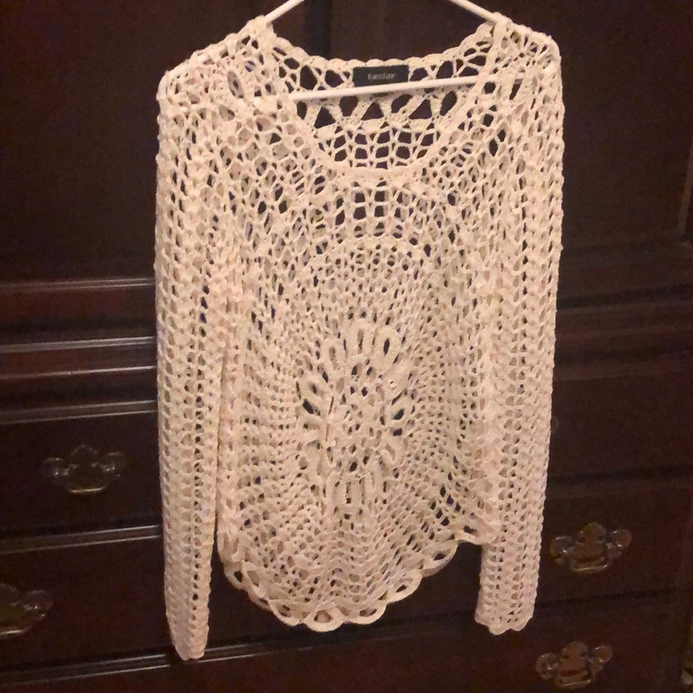 Karen Kane White Crochet Knit Top/Cover-up